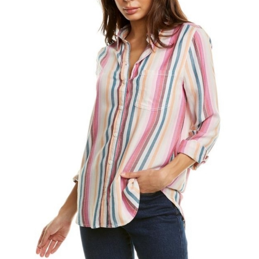 ☀️3/$15 BeachLunchLounge Alex Striped Button Down Shirt Medium